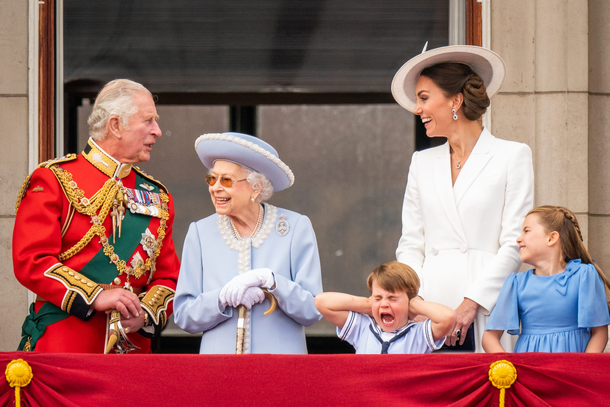 PA REVIEW OF THE YEAR 2022 File photo dated 02/06/22 - The Prince of Wales, Queen Elizabeth II, Prince Louis, the Duchess of Cambridge and Princess Charlotte on the balcony of Buckingham Palace after the Trooping the Colour ceremony at Horse Guards Parade, central London, as the Queen celebrates her official birthday, on day one of the Platinum Jubilee celebrations. Issue date: Tuesday December 20, 2022.. Photo credit should read: Aaron Chown/PA Wire