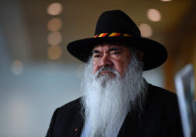 Labor Senator Pat Dodson at a press conference at Parliament House in Canberra, Thursday, December 10, 2020. The Joint Standing Committee on Northern Australia released its interim report into the destruction of Indigenous heritage sites at Juukan Gorge. (AAP Image/Mick Tsikas) NO ARCHIVING