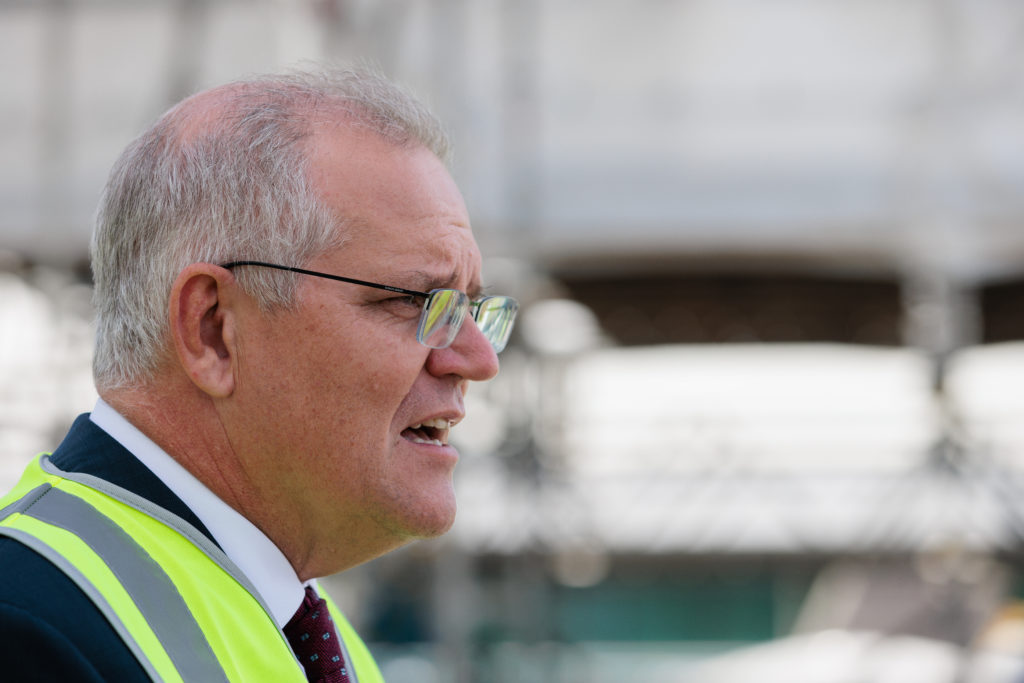 Prime Minister Scott Morrison speaks during a press conference after a visit to ASC in Henderson, 35km south of  Perth, Tuesday, March 15, 2022. (AAP Image/Richard Wainwright) NO ARCHIVING