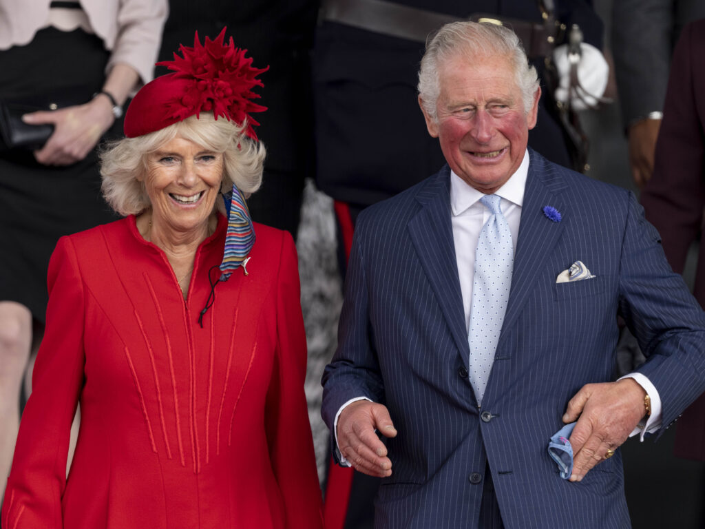 CARDIFF, WALES - OCTOBER 14: Prince Charles, Prince of Wales and Camilla, Duchess of Cornwall attend the opening ceremony of the sixth session of the Senedd at The Senedd on October 14, 2021 in Cardiff, Wales. (Photo by Mark Cuthbert/UK Press via Getty Images)