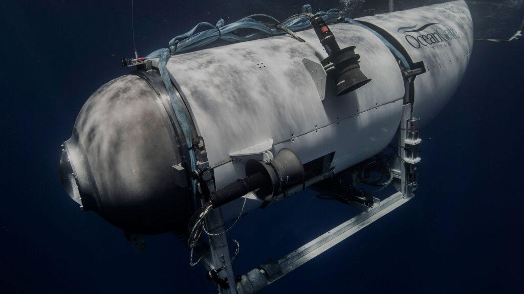 The diving Titan submersible vessel, underwater