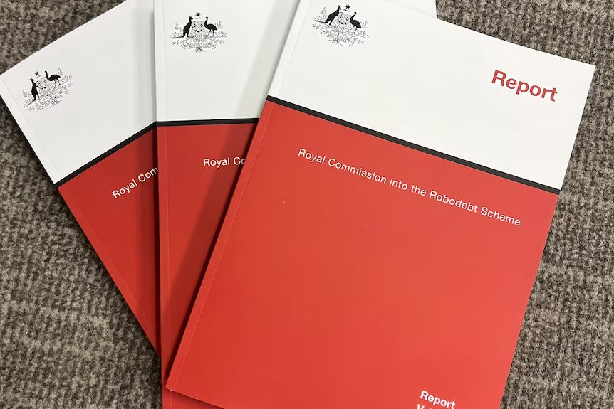 Printed copies of the Robodebt report
