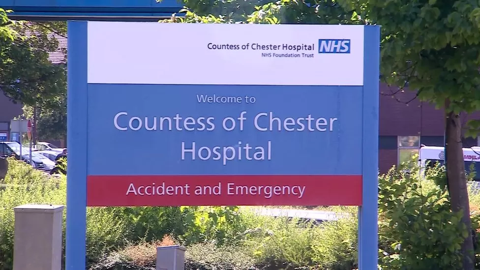 A sign that says "Welcome to Countess of Chester Hospital"