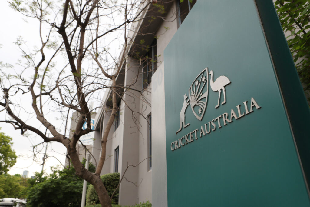 Signage is seen outside the Cricket Australia Headquarters in Melbourne, Thursday, November 1, 2018. Cricket Australia has today confirmed that Mr David Peever has announced his resignation as Chairman of the Board of Cricket Australia. (AAP Image/David Crosling) NO ARCHIVING,