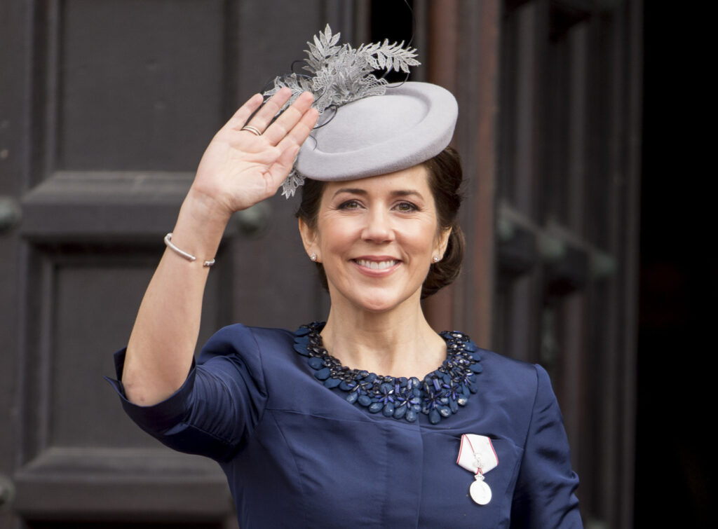 COPENHAGEN, DENMARK - APRIL 16: Crown Princess Mary of Denmark leaves the Town Hall after lunch during festivities for the 75th birthday of Queen Margrethe II Of Denmark on April 16, 2015 in Copenhagen, Denmark.  (Photo by Mark Cuthbert/UK Press via Getty Images)